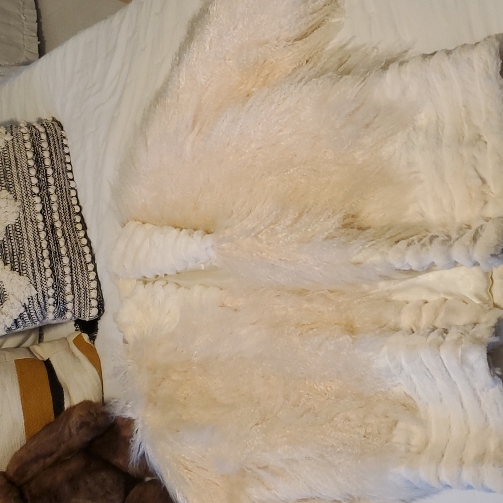 Mongolian Lamb with rabbit trim coat/jacket. Size large -xl